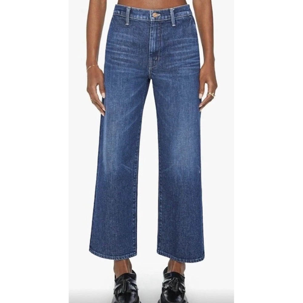 MOTHER The Dodger Prep Ankle High Rise Wide Leg Denim Jean Size 27 Yee Haw Blue